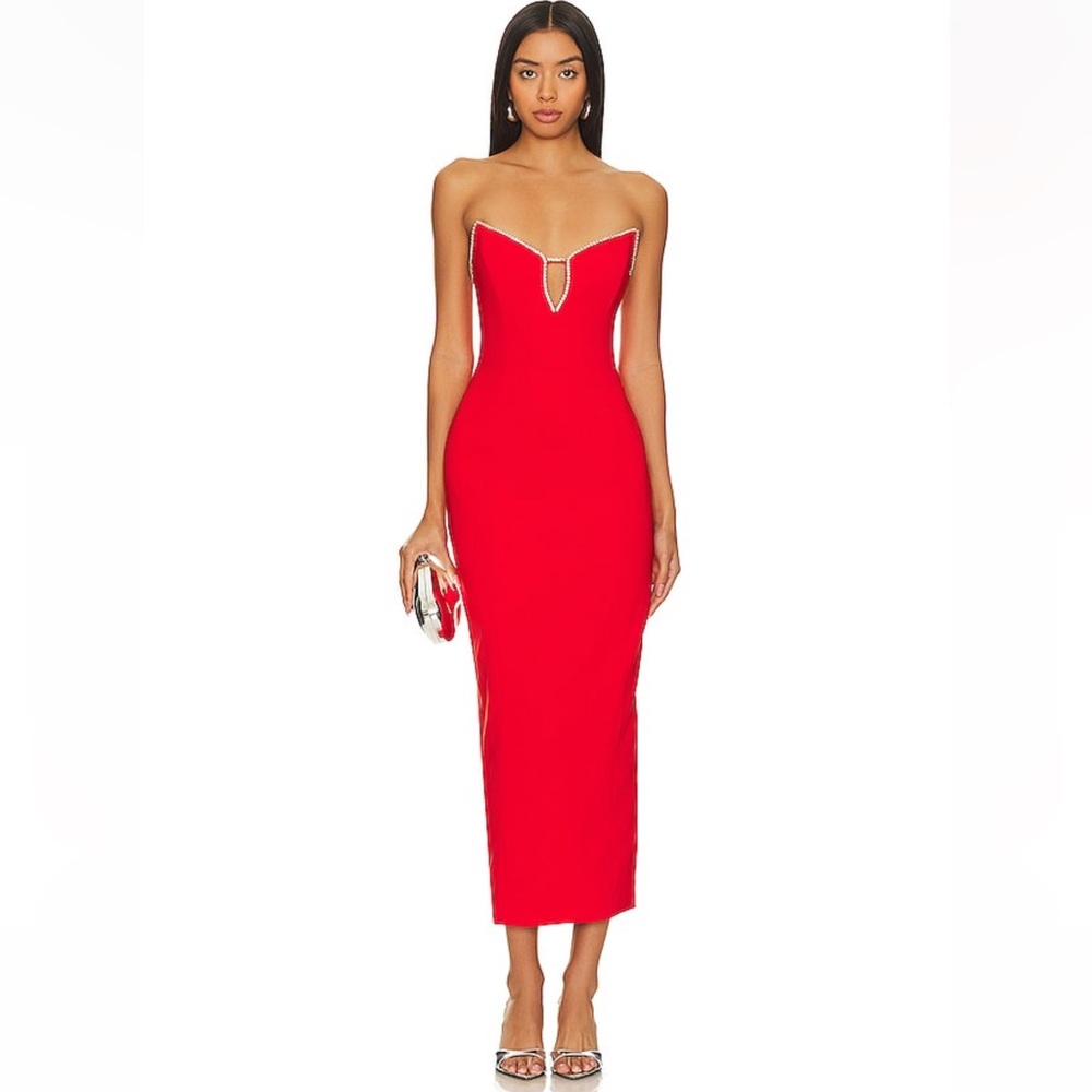 NWT Runaway The Label Bec Midi Dress in Red Size Small